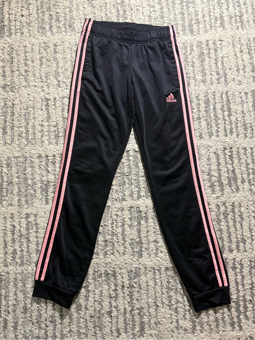 Adidas pink black striped skinny straight jogger sweats pants size XS